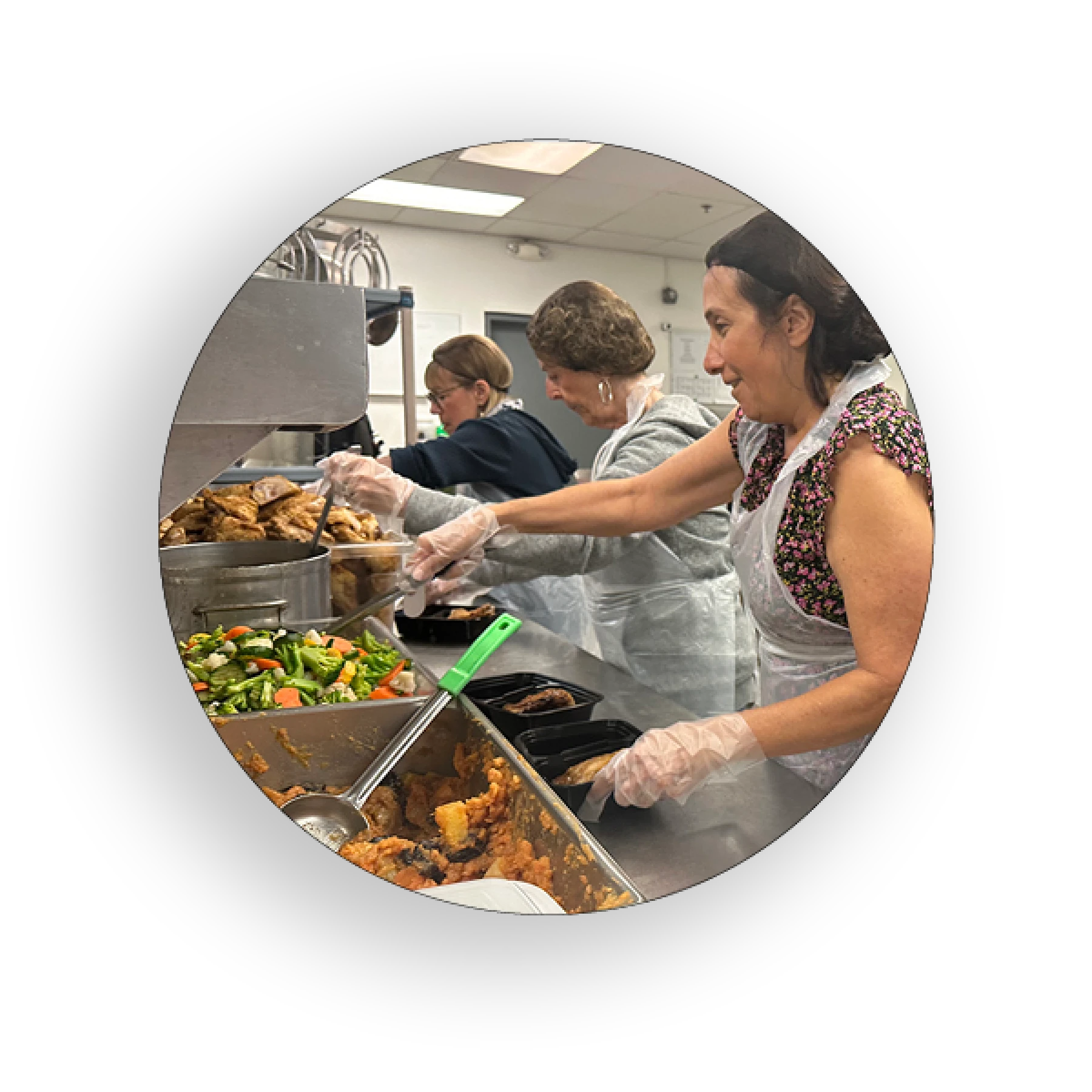 Meal delivery volunteers at a kitchen