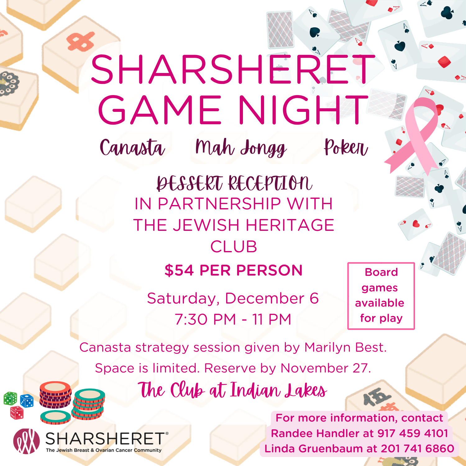 Marketing for Sharsheret Game Night – Dec 6, 2025
